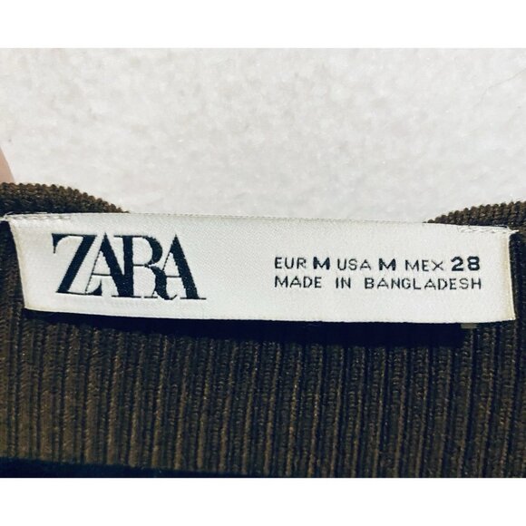 Zara Maxi Dress Womens Medium Brown Sweater Knit Scoop Neck Bodycon Y2K Boho - Picture 4 of 4